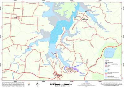 [picture of Lake Tinaroo boating hazard chart, North section]